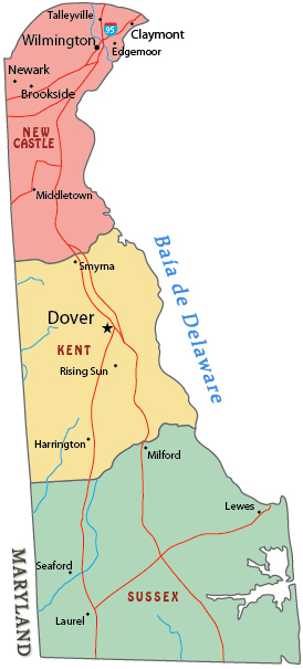 Mapa Delaware
