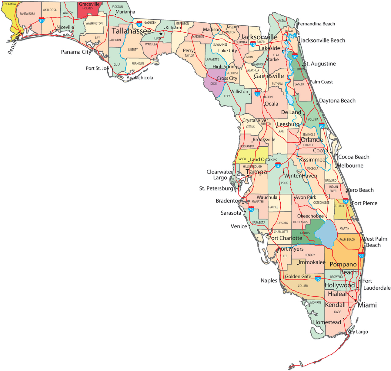 Mapa De Florida Estados Unidos De Norteamerica