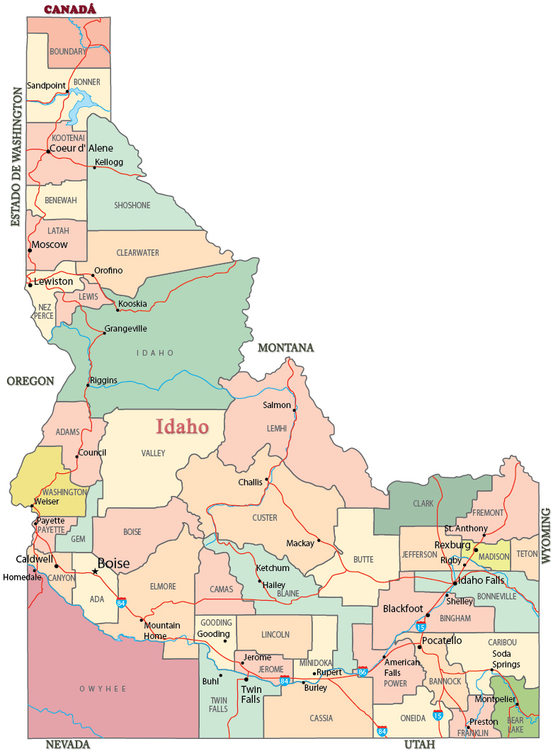 Mapa Idaho