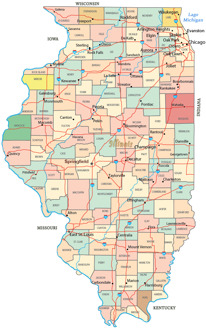 Mapa politico Illinois