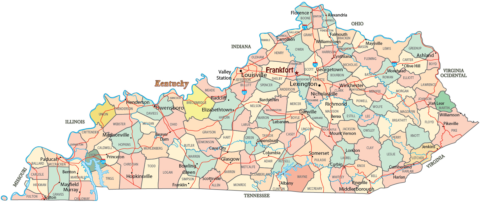 Mapa Kentucky