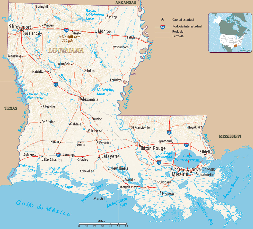 Mapa Político de Louisiana
