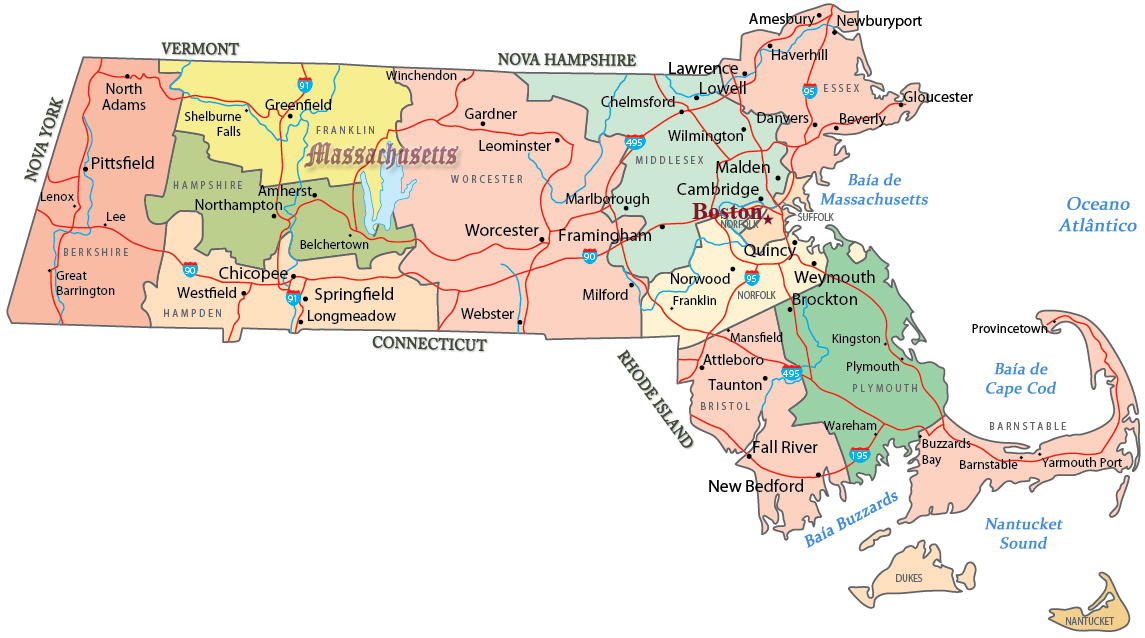 Mapa Massachusetts