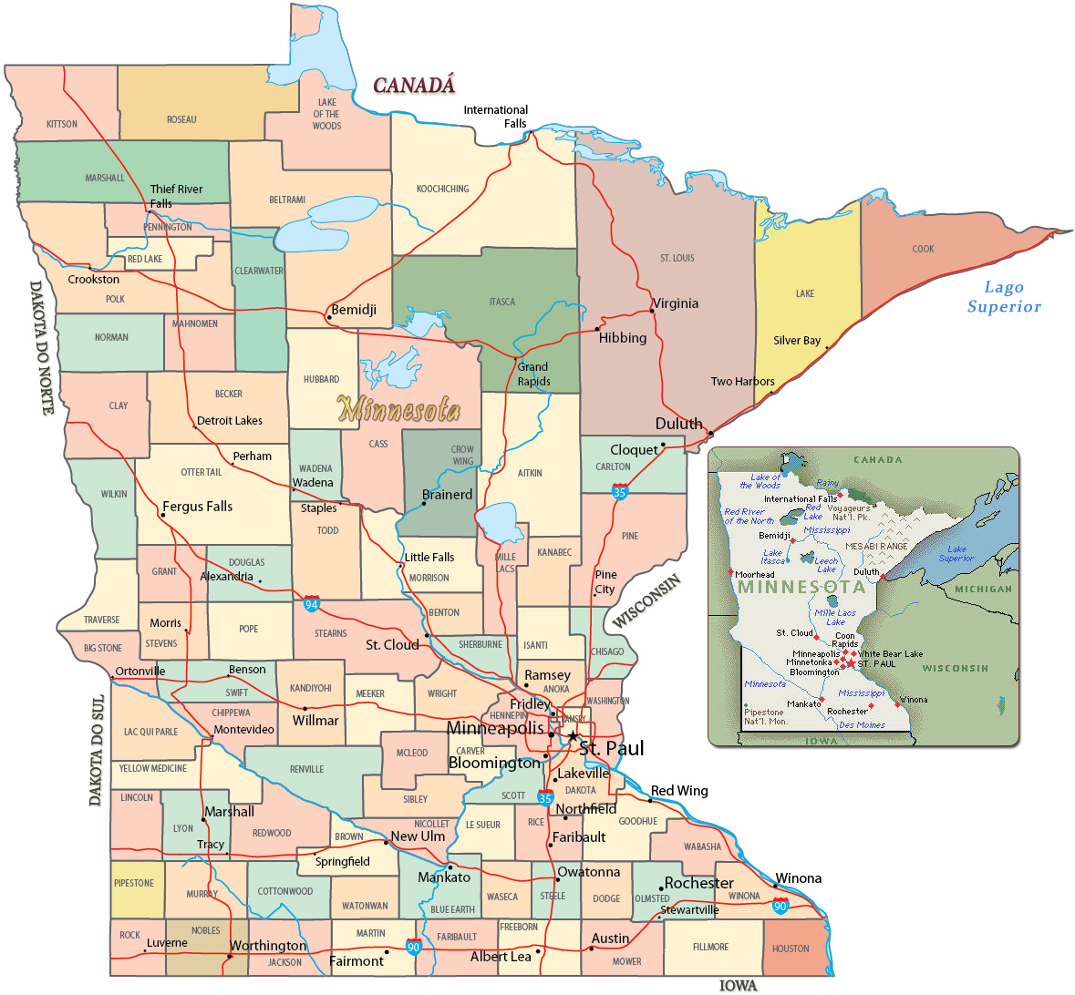 Mapa Minesota