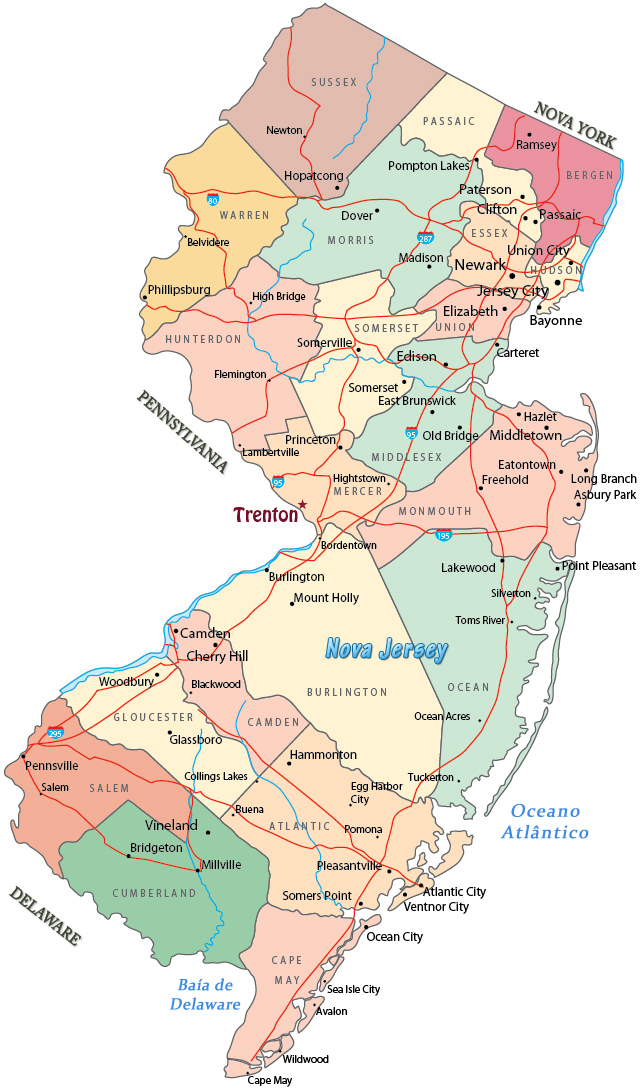 Mapa Nova Jersey