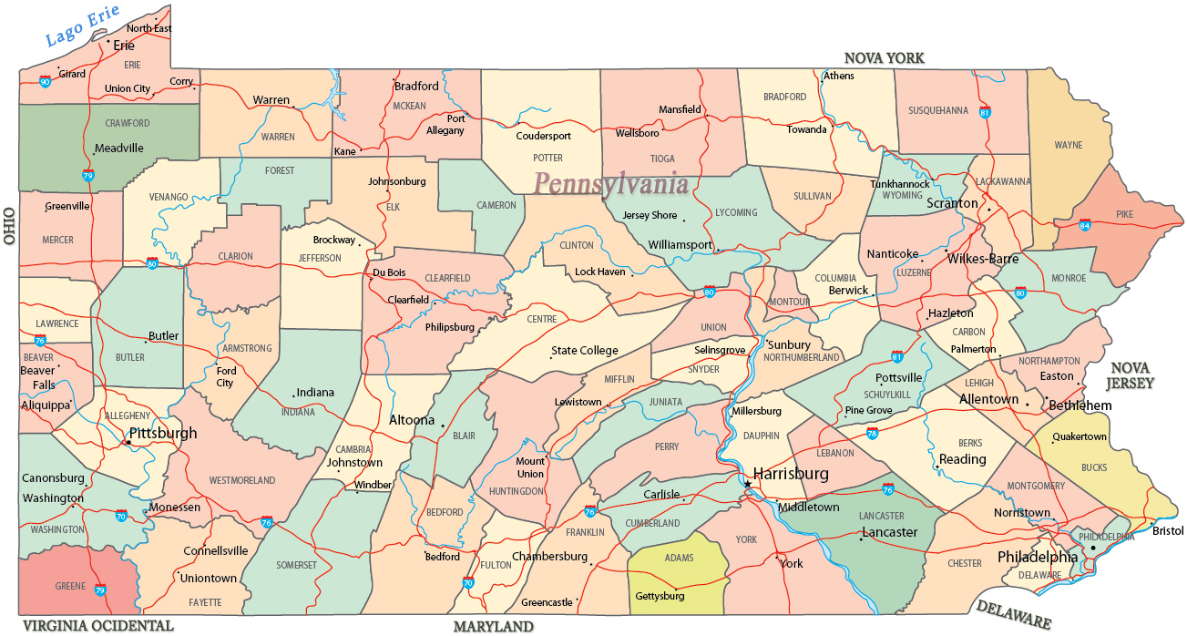 Mapa Pensilvania