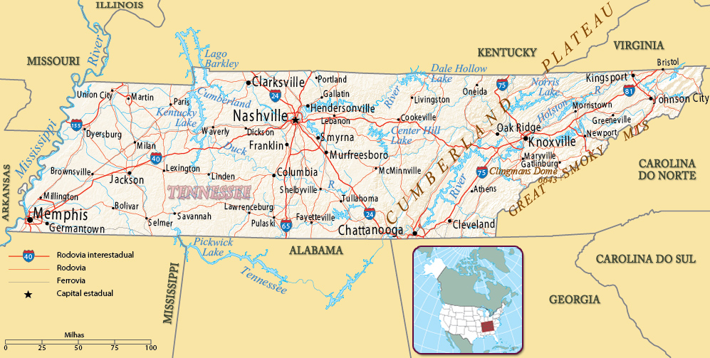 Tennessee mapa