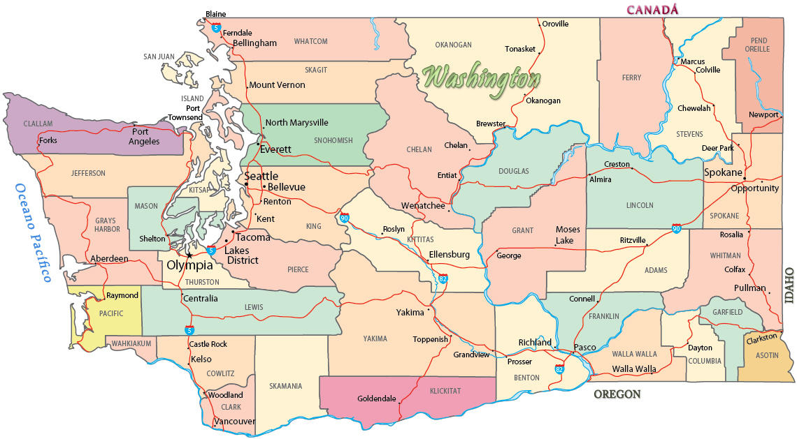 Mapa Estado de Washington